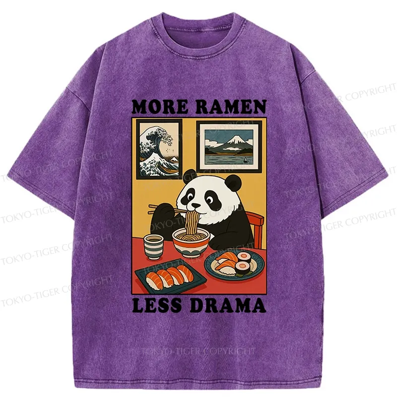 Tokyo-Tiger More Ramen Less Drama Panda Washed T-Shirt