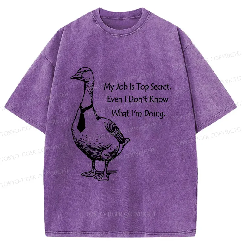 Tokyo-Tiger Serious Goose Funny Washed T-Shirt