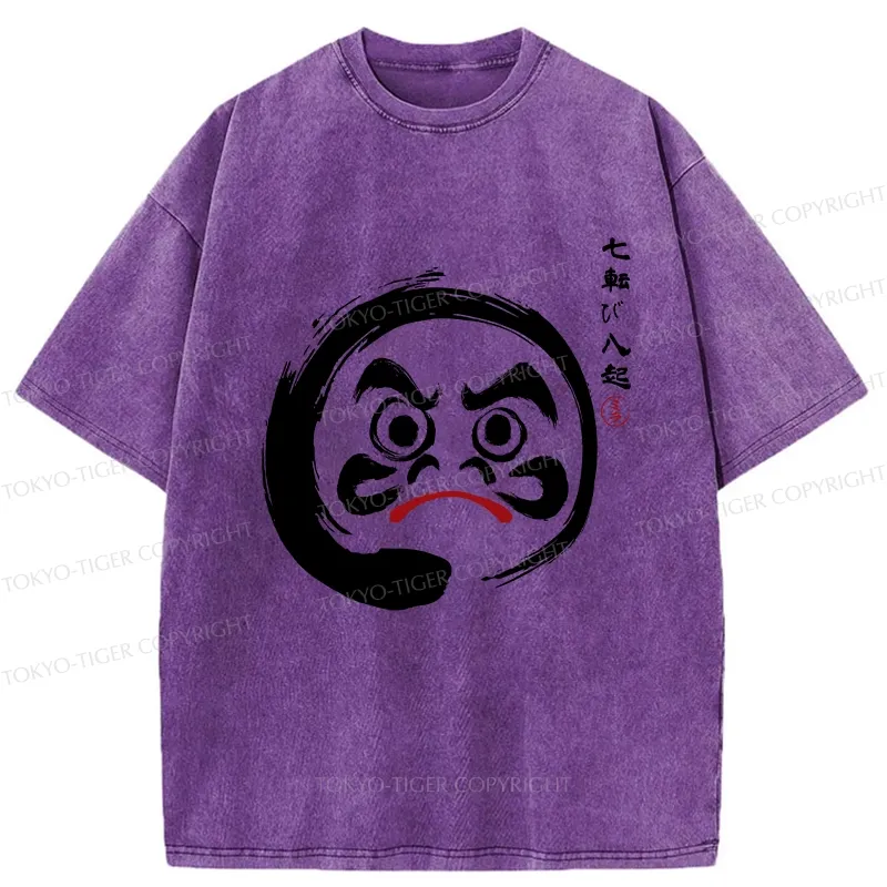 Tokyo-Tiger Retro Daruma Enso Washed T-Shirt