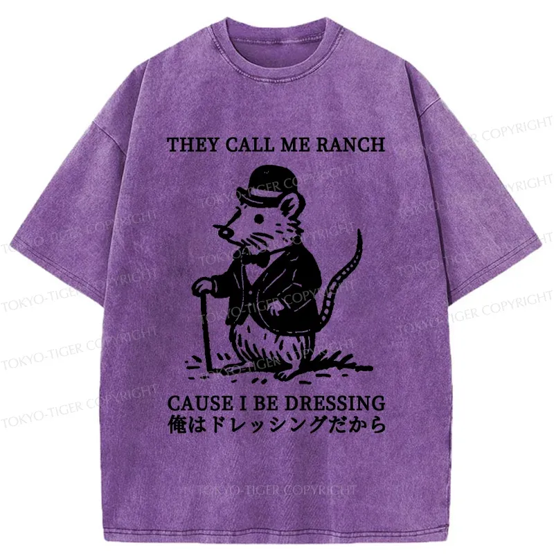 Tokyo-Tiger Elegant Mouse Washed T-Shirt