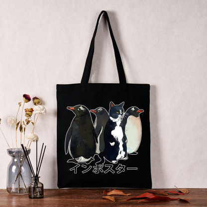 Tokyo-Tiger Imposter Among Penguins Tote Bag