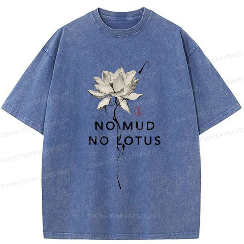 Tokyo-Tiger Japanese Zen Lotus Washed T-Shirt