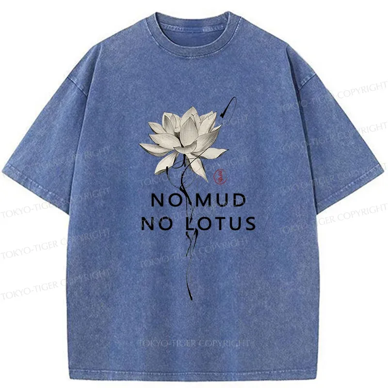 Tokyo-Tiger Japanese Zen Lotus Washed T-Shirt