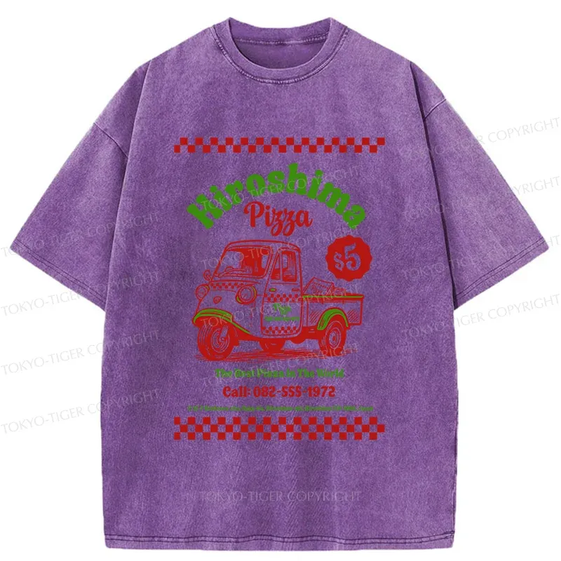 Tokyo-Tiger Pizza Delivery Washed T-Shirt