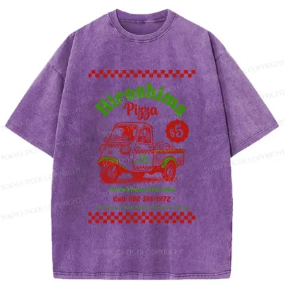 Tokyo-Tiger Pizza Delivery Washed T-Shirt