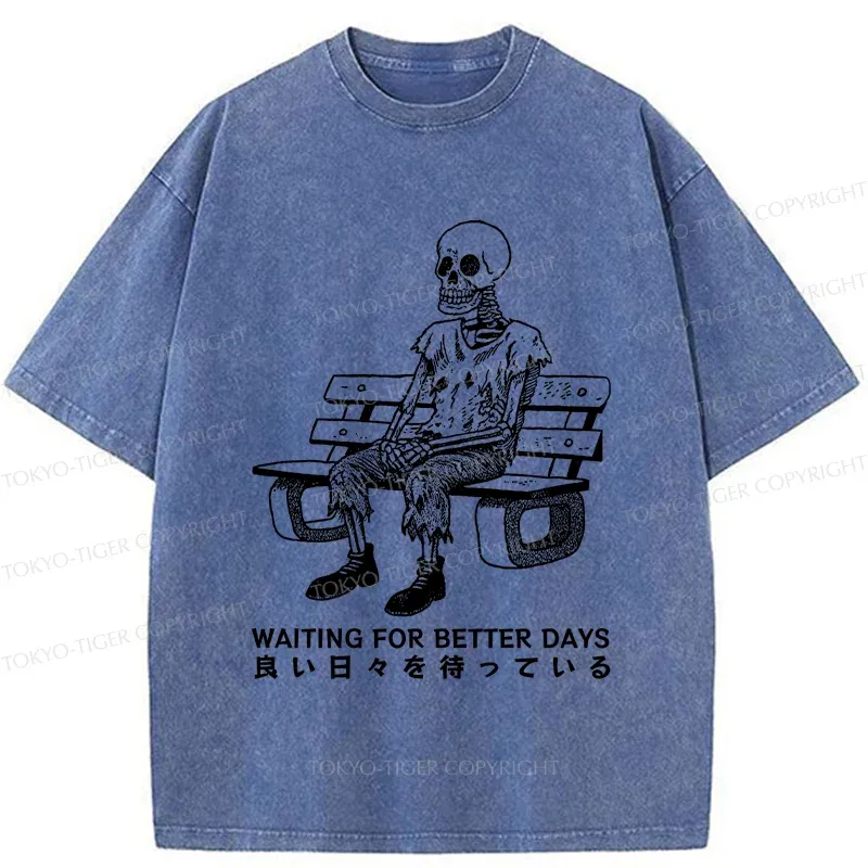 Tokyo-Tiger Waiting Skeleton Washed T-Shirt