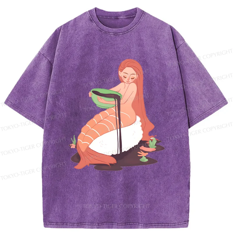 Tokyo-Tiger Sushi Mermaid Washed T-Shirt