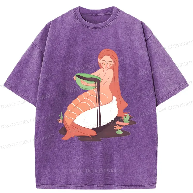 Tokyo-Tiger Sushi Mermaid Washed T-Shirt