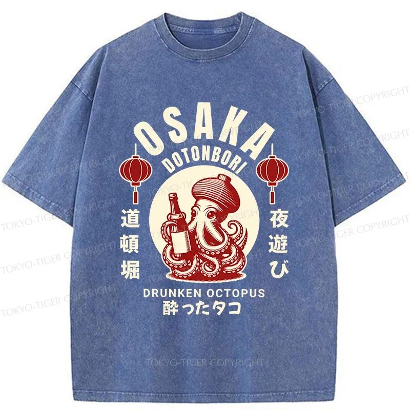 Tokyo-Tiger Retro Osaka Octopus Washed T-Shirt