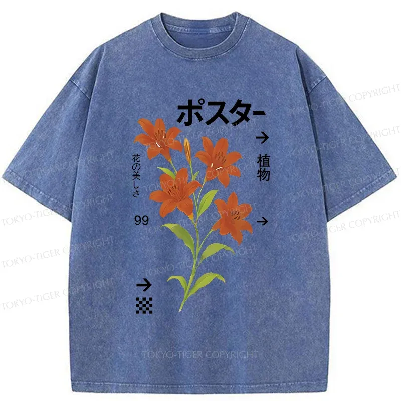 Tokyo-Tiger Japanese Lily Washed T-Shirt