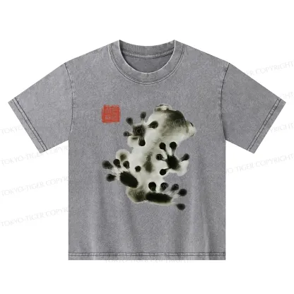 Tokyo-Tiger Ink Painting Frog Kids Washed T-Shirt
