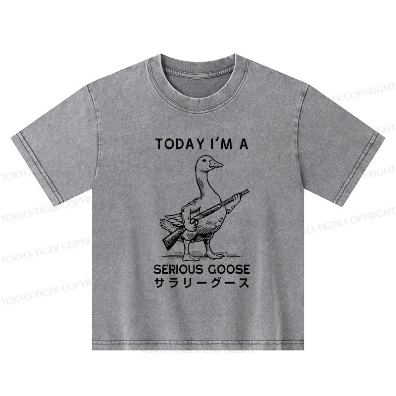 Tokyo-Tiger Serious Stupid Goose Kids Washed T-Shirt