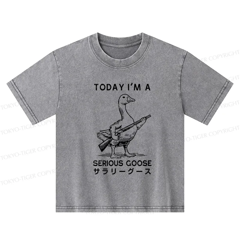 Tokyo-Tiger Serious Stupid Goose Kids Washed T-Shirt