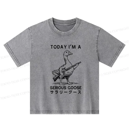Tokyo-Tiger Serious Stupid Goose Kids Washed T-Shirt