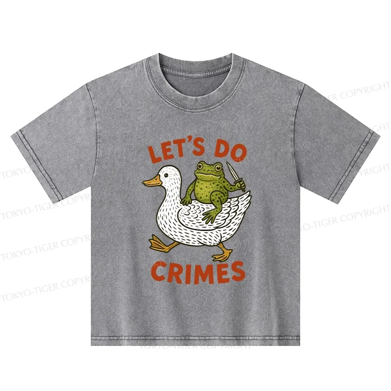 Tokyo-Tiger Frog Ready To Commit Crime Kids Washed T-Shirt