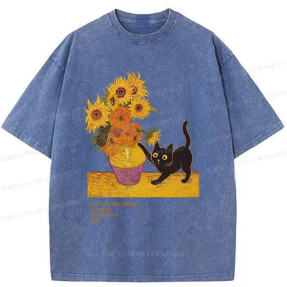Tokyo-Tiger Naughty Van Gogh's Cat Japan Washed T-Shirt
