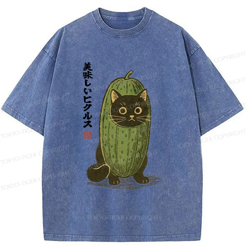 Tokyo-Tiger Cucumber Black Cat Washed T-Shirt