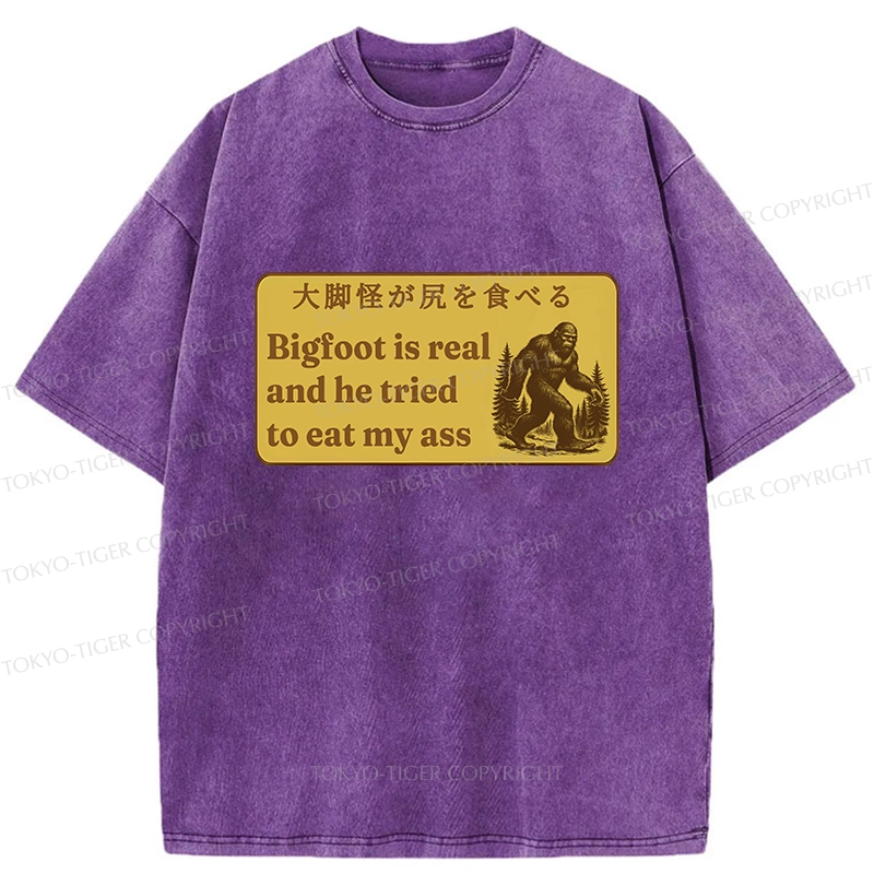 Tokyo-Tiger Bigfoot Is Real Funny Washed T-Shirt