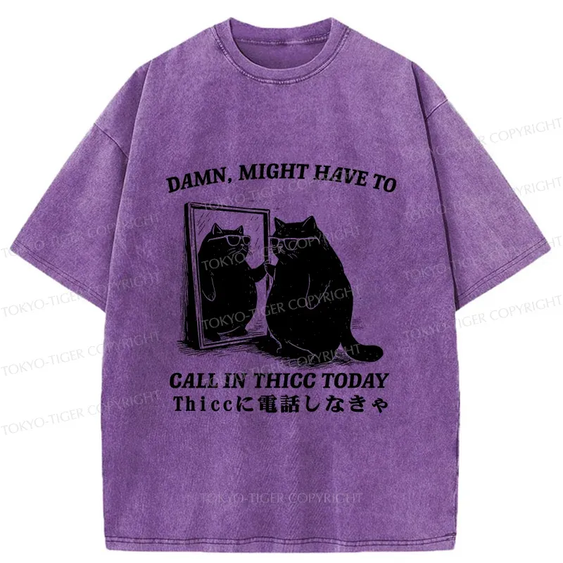 Tokyo-Tiger Cat Admiring Himself Washed T-Shirt