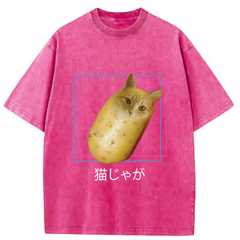 Tokyo-Tiger Potato Cat Japanese Washed T-Shirt