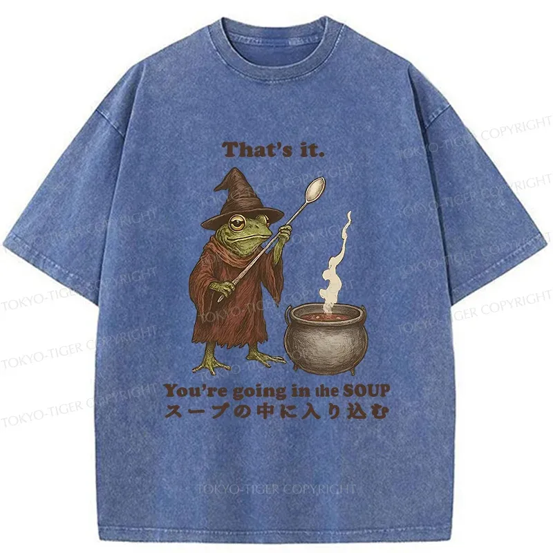 Tokyo-Tiger Funny Frog Soup Washed T-Shirt