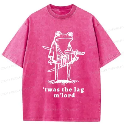 Tokyo-Tiger Funny Frog Samurai Washed T-Shirt