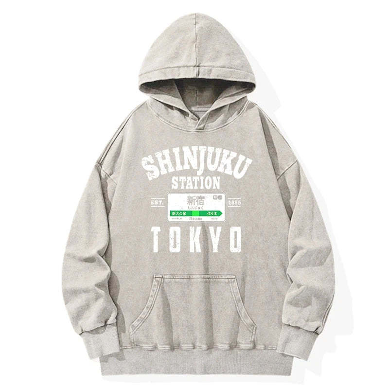 Tokyo-Tiger Shinjuku Station Yamanote Line Washed Hoodie