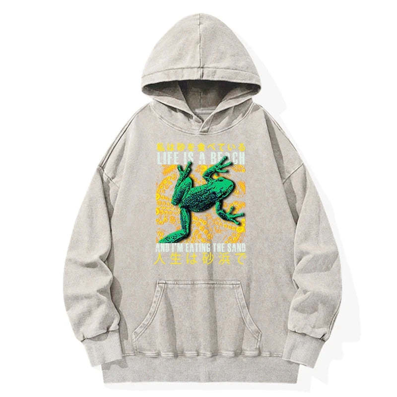 Tokyo-Tiger Life Is A Beach I'M Eating The Sand Washed Hoodie