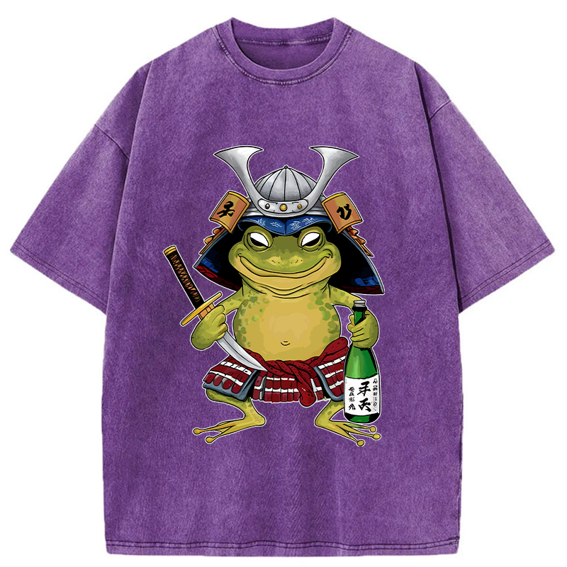 Tokyo-Tiger Japanese Samurai Frog Washed T-Shirt