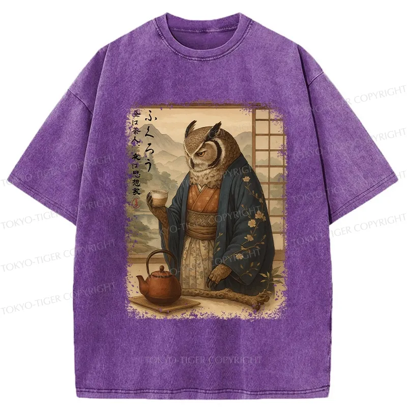 Tokyo-Tiger The Owl’s Tea Ceremony Washed T-Shirt