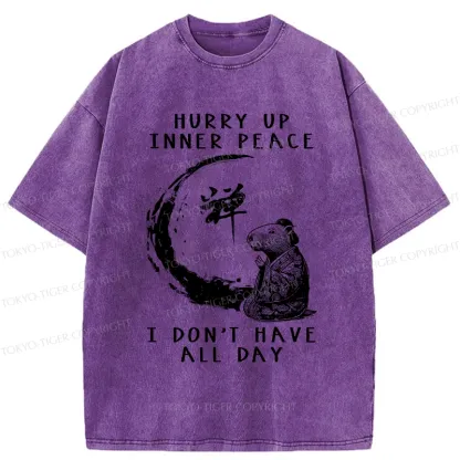 Tokyo-Tiger Hurry Up Inner Peace Zen Washed T-Shirt