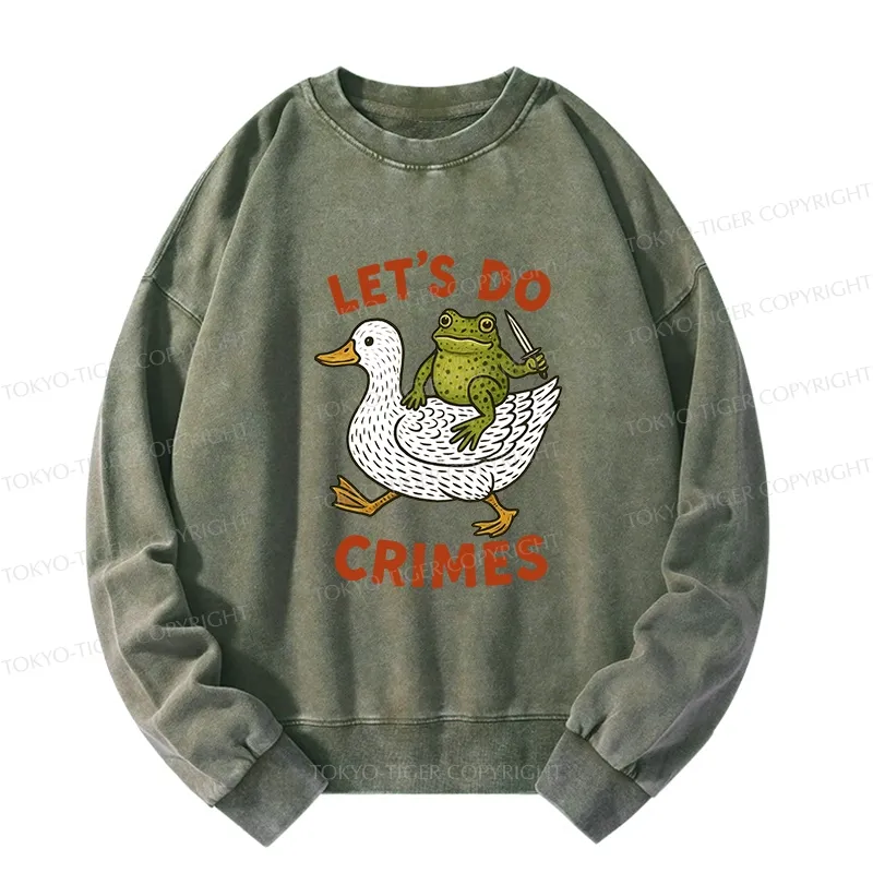 Tokyo-Tiger Frog Ready To Commit Crime Washed Sweatshirt