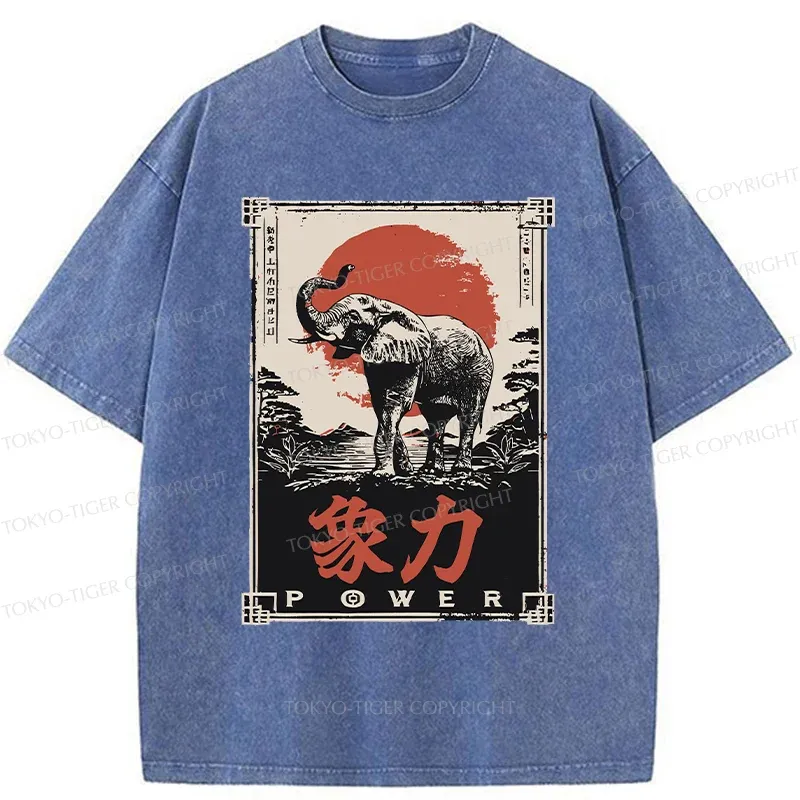 Tokyo-Tiger Japanese Elephant Washed T-Shirt