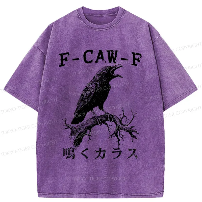 Tokyo-Tiger Funny Crow Call Washed T-Shirt