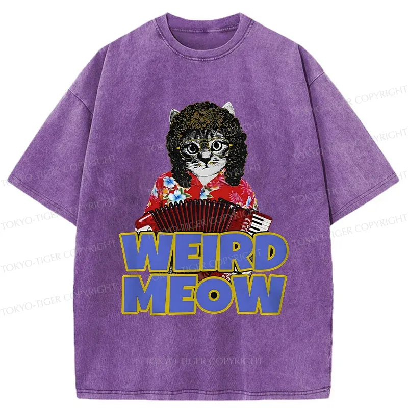 Tokyo-Tiger Rock Cat Funny Washed T-Shirt
