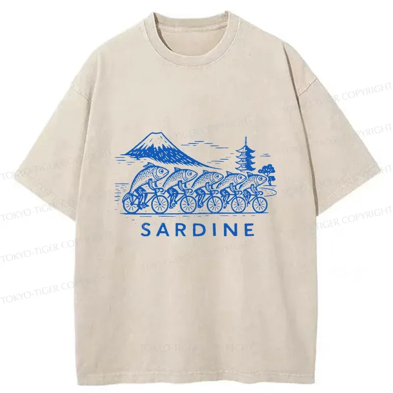 Tokyo-Tiger Sardines Bike Race Washed T-Shirt