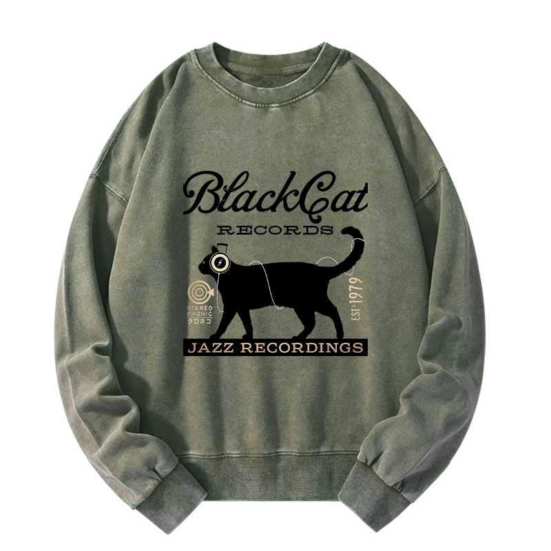 Tokyo-Tiger Black Cat Japan Washed Sweatshirt