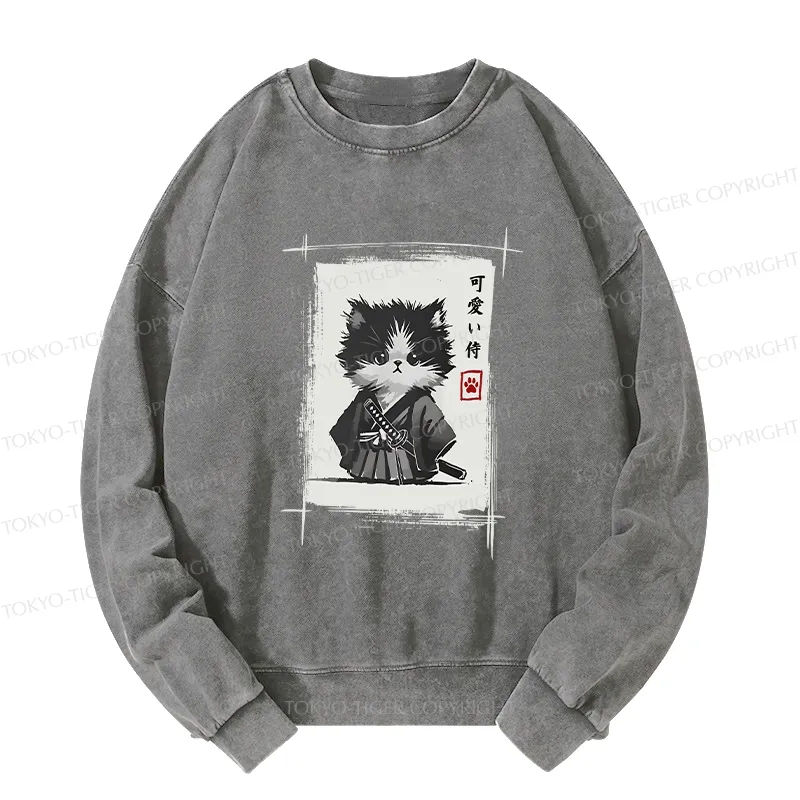 Tokyo-Tiger Kitten Samurai Washed Sweatshirt