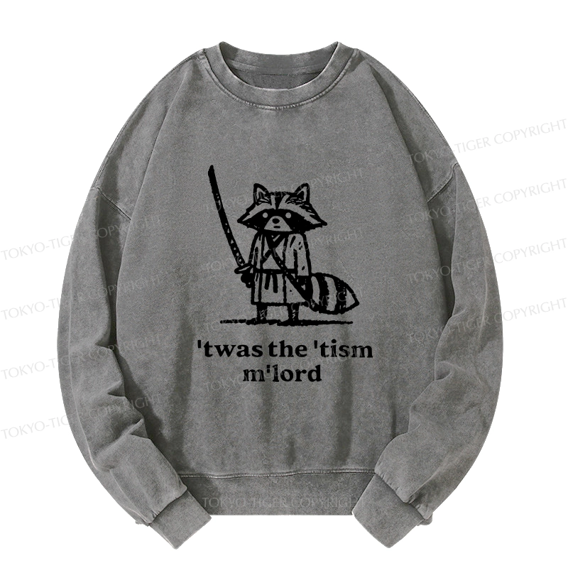 Tokyo-Tiger Focused Samurai Raccoon Washed Sweatshirt