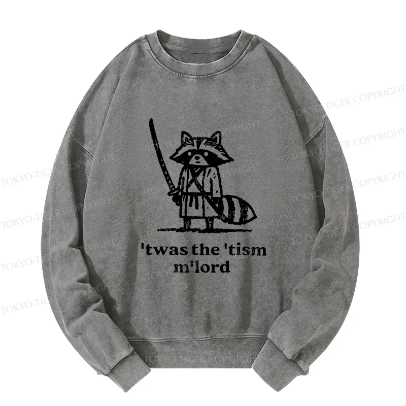 Tokyo-Tiger Focused Samurai Raccoon Washed Sweatshirt