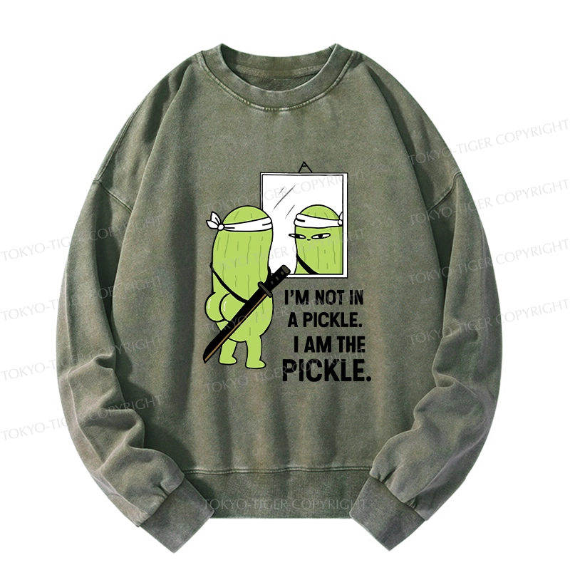 Tokyo-Tiger Funny I Am The Pickle Washed Sweatshirt