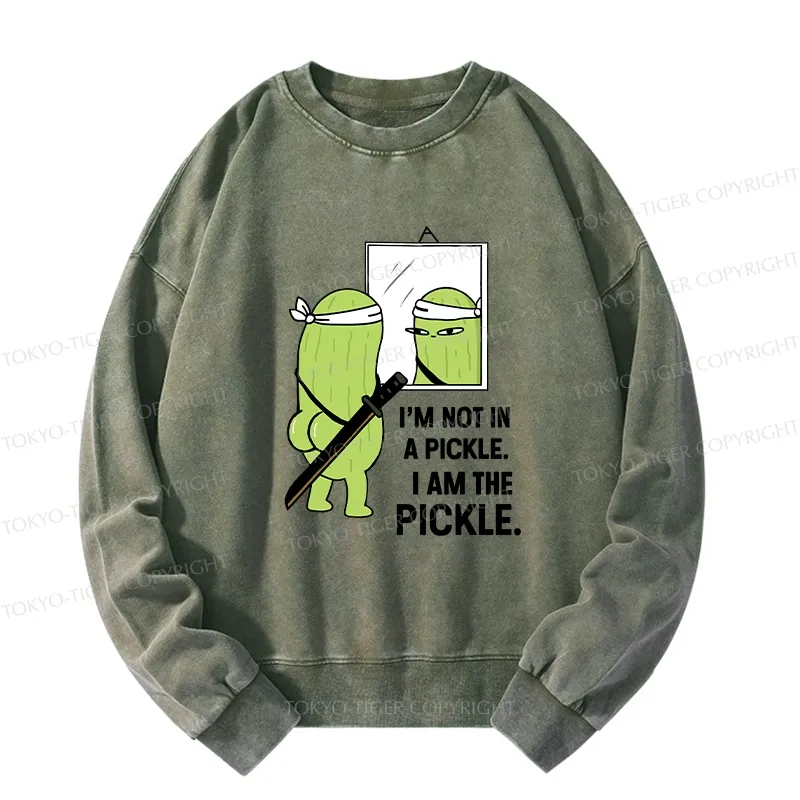 Tokyo-Tiger Funny I Am The Pickle Washed Sweatshirt