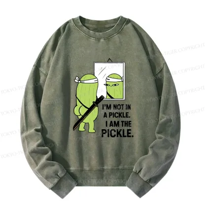 Tokyo-Tiger Funny I Am The Pickle Washed Sweatshirt