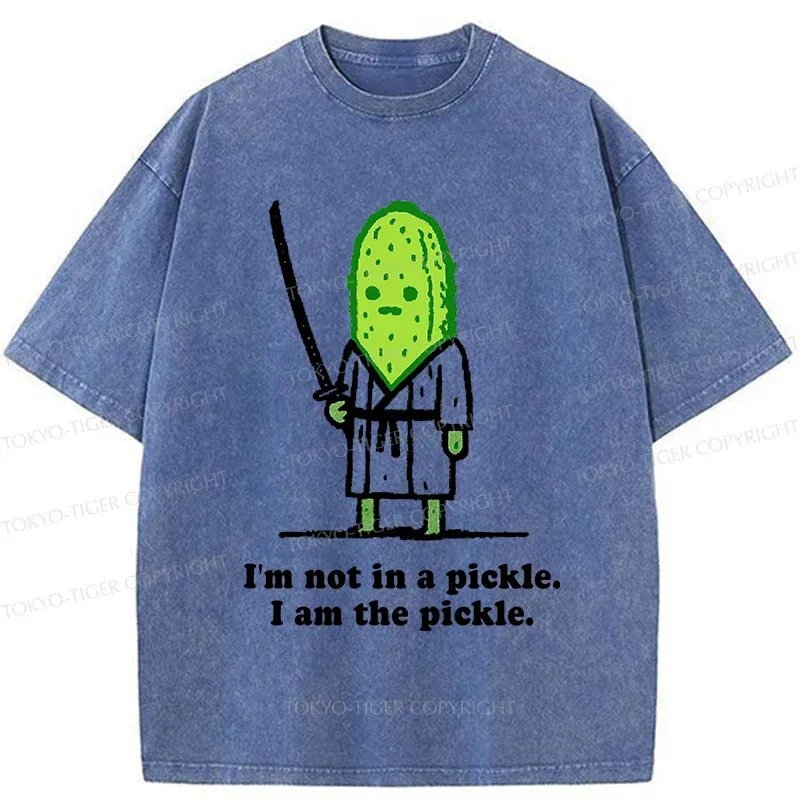 Tokyo-Tiger Funny Cucumber Samurai Washed T-Shirt