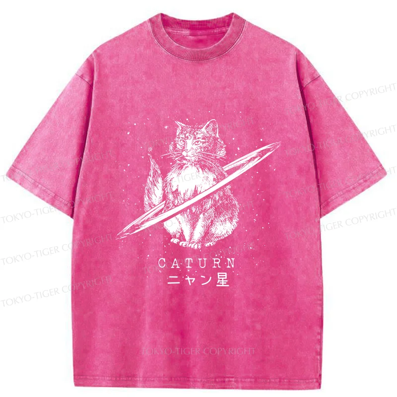 Tokyo-Tiger Funny Cat Star Washed T-Shirt