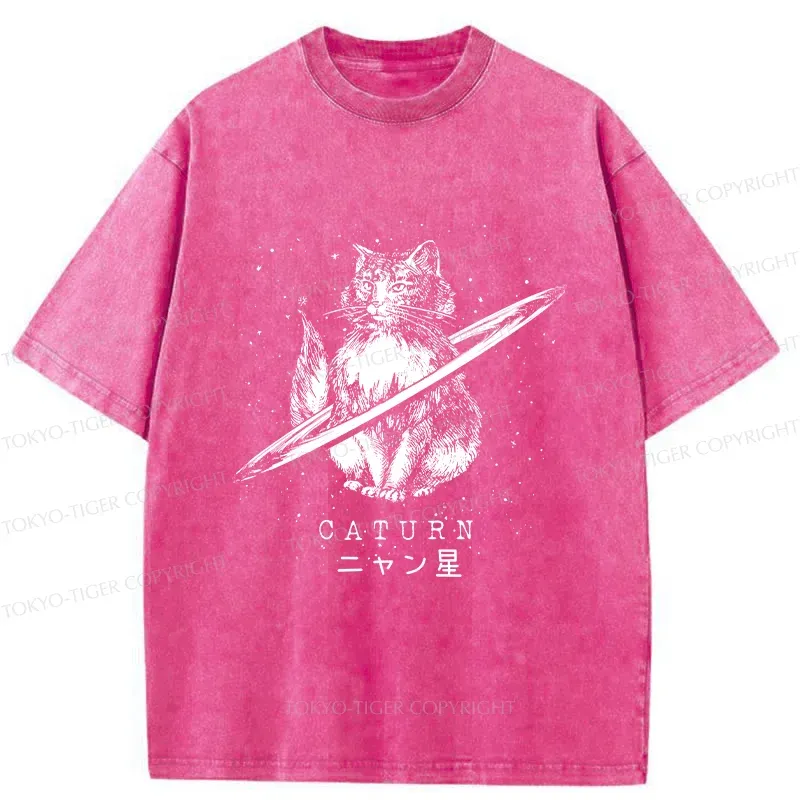 Tokyo-Tiger Funny Cat Star Washed T-Shirt