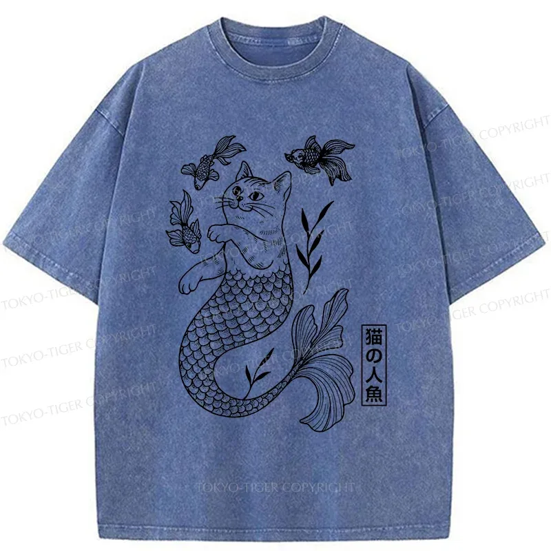 Tokyo-Tiger Catfish Funny Washed T-Shirt
