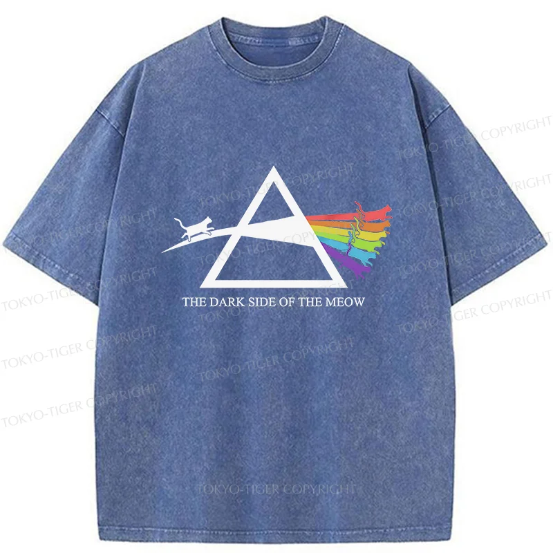 Tokyo-Tiger Funny Rainbow Cat Washed T-Shirt
