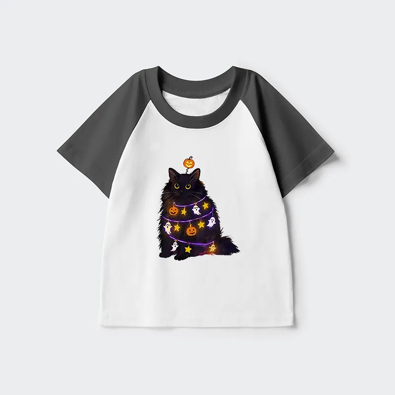 Tokyo-Tiger Halloween Cat Kids Raglan T-shirt