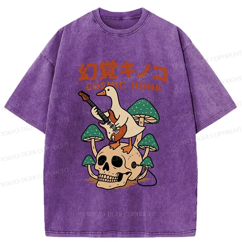 Tokyo-Tiger Hallucinogenic Mushrooms Cosmic Honk Washed T-Shirt